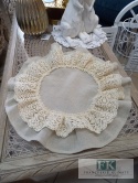 SERWETKA FALBANKA KORONKA KOŁO fi 45 cm BEŻ NATURA prowansja , shabby chic