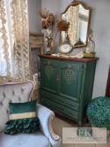 FRANCUSKA KOMODA 122 CM DĄB butelkowa ziele złoto VERT ROYALE