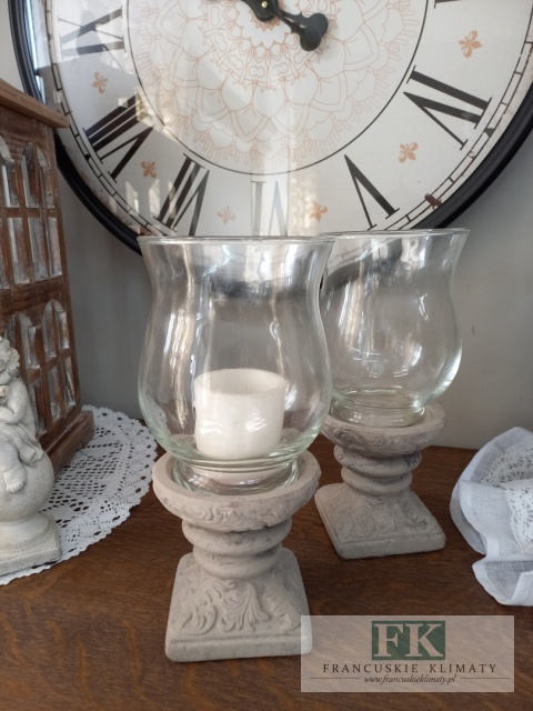 ŚWIECZNIK , LAMPION NA NODZE 27 CM SHABBY