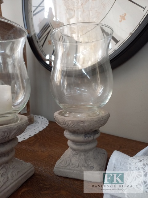 ŚWIECZNIK , LAMPION NA NODZE 27 CM SHABBY