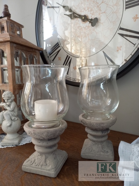 ŚWIECZNIK , LAMPION NA NODZE 27 CM SHABBY