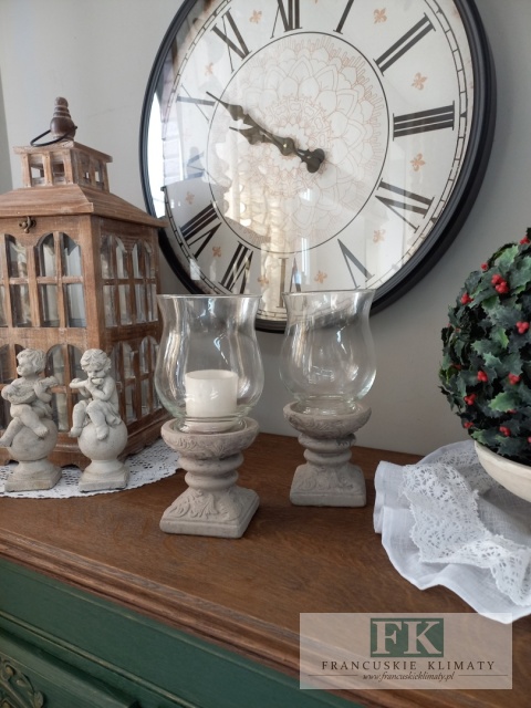 ŚWIECZNIK , LAMPION NA NODZE 27 CM SHABBY