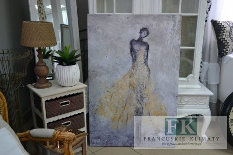 OBRAZ NA PŁÓTNIE 70/120 KOBIETA W ŻÓŁTEJ SUKNI