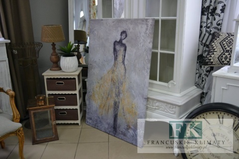 OBRAZ NA PŁÓTNIE 70/120 KOBIETA W ŻÓŁTEJ SUKNI