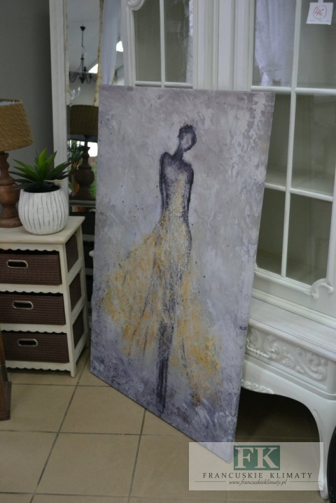 OBRAZ NA PŁÓTNIE 70/120 KOBIETA W ŻÓŁTEJ SUKNI