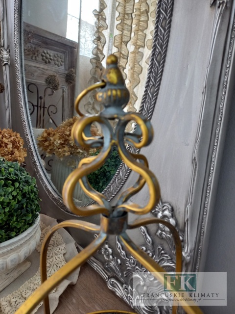 DEKORACYJNA TACA , KWIETNIK , LAMPION KORONA 51 CM ANTYCZNE ZŁOTO