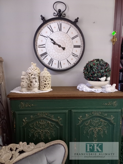 ZEGAR ŚCIENNY 75 CM , OKUTY W METALOWĄ RAMĘ PRZESZKLONY 