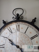 ZEGAR ŚCIENNY 75 CM , OKUTY W METALOWĄ RAMĘ PRZESZKLONY 