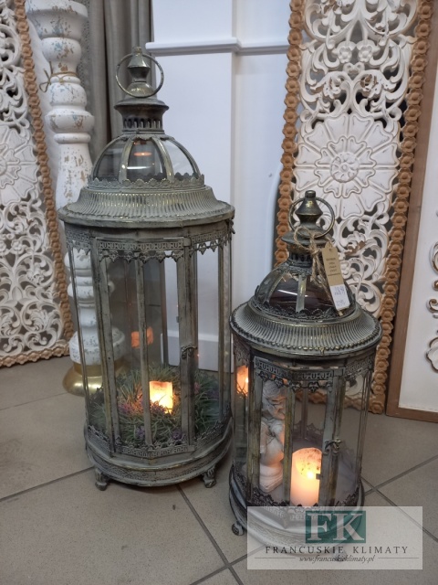 LATARNIA LAMPION METAL 80 CM , ZŁOTO ANTYCZNE