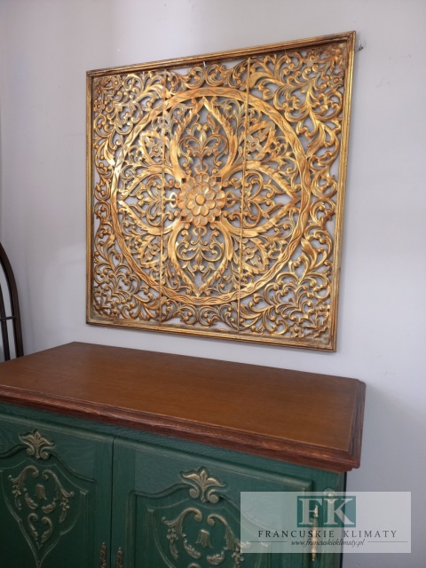 METALOWA DEKORACJA ŚCIENNA 80 cm , antyczne złoto , METALOPLASTYKA ARTYSTYCZNA