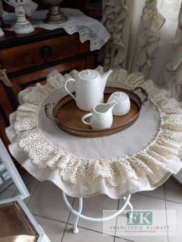 SERWETKA FALBANKA KORONKA KOŁO fi 70 cm BEŻ NATURA prowansja , shabby chic