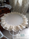 SERWETKA FALBANKA KORONKA KOŁO fi 70 cm BEŻ NATURA prowansja , shabby chic