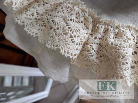 SERWETKA FALBANKA KORONKA KOŁO fi 70 cm BEŻ NATURA prowansja , shabby chic
