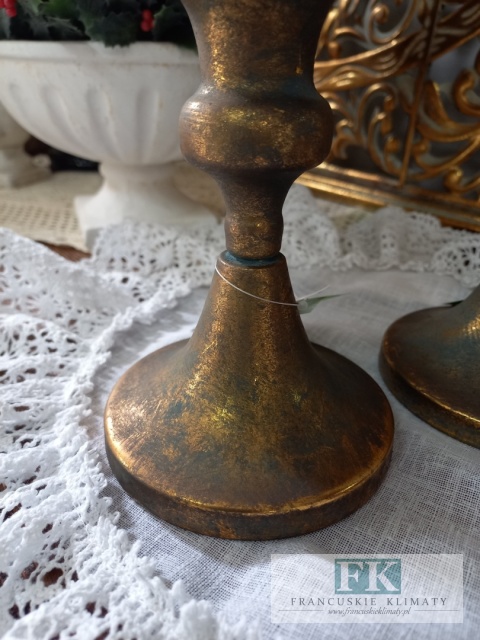 ŚWIECZNIK , LAMPION NA NODZE 46,5 CM SHABBY