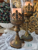 ŚWIECZNIK , LAMPION NA NODZE 46,5 CM SHABBY