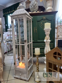 DREWNIANA LATARNIA , LAMPION Z SZUFLADĄ 127 cm