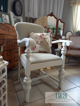 FRANCUSKI FOTEL cottage SHABBY biały beż