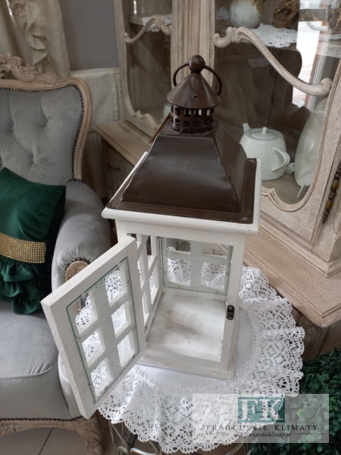 LATARNIA-LAMPION mała 45 CM W STYLU FRANCUSKIM, SHABBY, PROWANSJA.