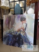 OBRAZ NA PŁÓNIE 100 X 100 CM DAMA W RĘKAWICZCE
