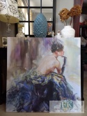 OBRAZ NA PŁÓNIE 100 X 100 CM DAMA W RĘKAWICZCE