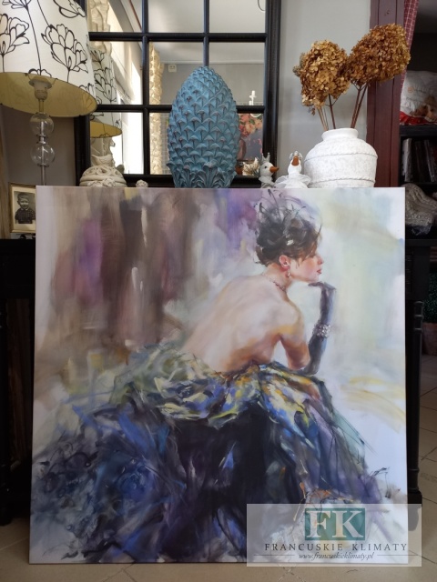 OBRAZ NA PŁÓNIE 100 X 100 CM DAMA W RĘKAWICZCE