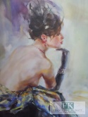 OBRAZ NA PŁÓNIE 100 X 100 CM DAMA W RĘKAWICZCE