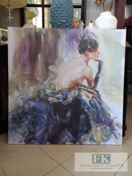 OBRAZ NA PŁÓNIE 100 X 100 CM DAMA W RĘKAWICZCE