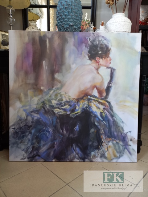 OBRAZ NA PŁÓNIE 100 X 100 CM DAMA W RĘKAWICZCE