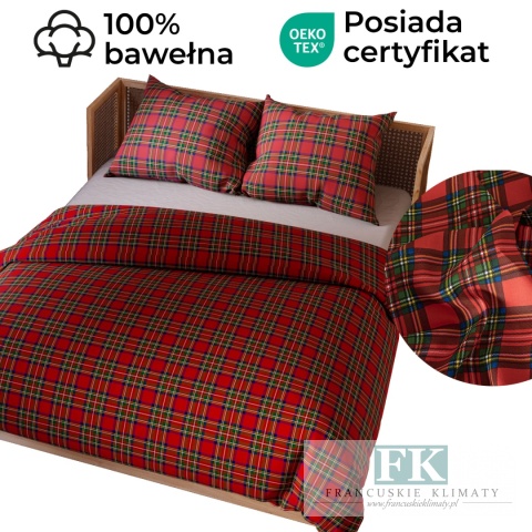 POŚCIEL SZKOCKA KRATA 220X200 100% BAWEŁNA