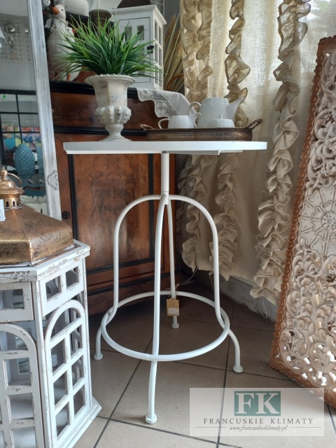 STOLIK METALOWY Z DREWNIANYM BLATEM 77 cm