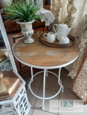 STOLIK METALOWY Z DREWNIANYM BLATEM 77 cm