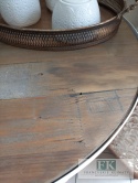 STOLIK METALOWY Z DREWNIANYM BLATEM 77 cm