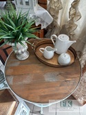 STOLIK METALOWY Z DREWNIANYM BLATEM 77 cm