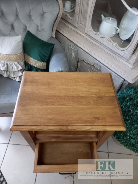 lite drewno KOMODA STOLIK z dwustronną szufladą 77 cm