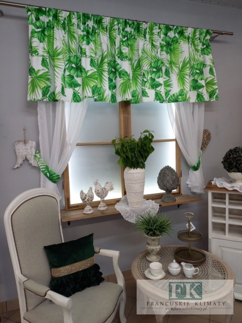KPL , komplet LAMBREKIN + 2 ZASŁONY + 2 WIĄZANIA , prowansja , shabby chic