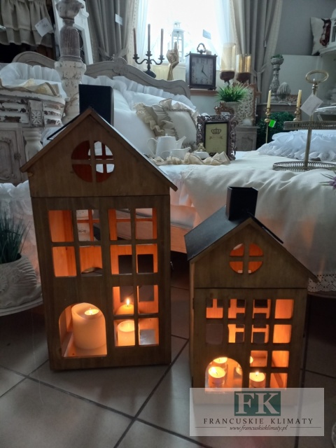 LAMPION LATARNIA DOMEK 52,5 CM DREWNO