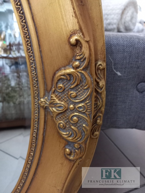 LUSTRO drewno OWALNE 75x66 FAZOWANE ZŁOTE