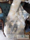 MATERIAŁ TKANINA ORGANZA ORGANTYNA KRESZOWANA KWIATUSZKI 280 CM ECRU - BEŻ