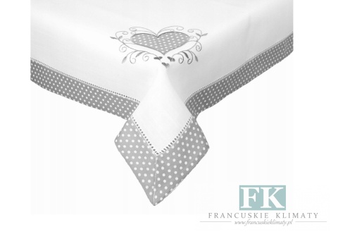 OBRUS 140X220 Z KOLEKCJI SZARE SERCE PROWANSJA SHABBY FRANCJA