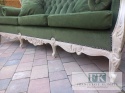 FRANCUSKI KPL. WYPOCZYNKOWY 9 EL. SOFA+2 FOTELE antyczne drewno PLUSZ OLIWKA
