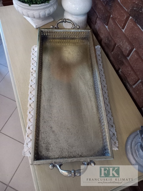 TACA z rączkami , PATERA 65 cm ANTYCZNE ZŁOTO