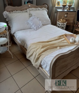 EKSKLUZYWNA POŚCIEL 140x200 FALBANY HANDMADE BAWEŁNA 100% FRANCJA PROWANSJA