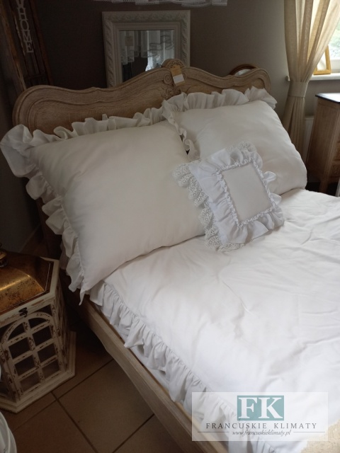 EKSKLUZYWNA POŚCIEL 140x200 FALBANY HANDMADE BAWEŁNA 100% FRANCJA PROWANSJA