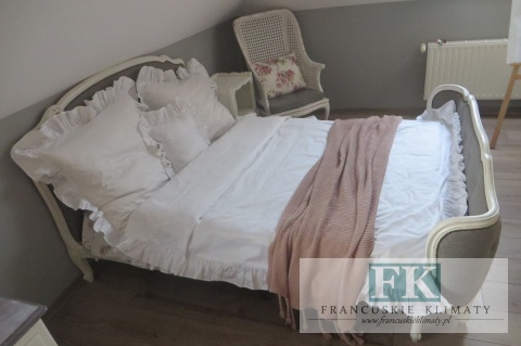 EKSKLUZYWNA POŚCIEL 140x200 FALBANY HANDMADE BAWEŁNA 100% FRANCJA PROWANSJA