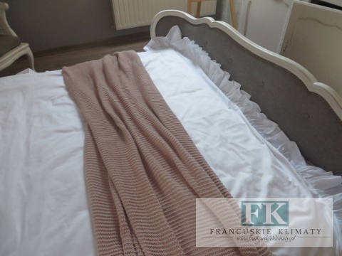 EKSKLUZYWNA POŚCIEL 140x200 FALBANY HANDMADE BAWEŁNA 100% FRANCJA PROWANSJA
