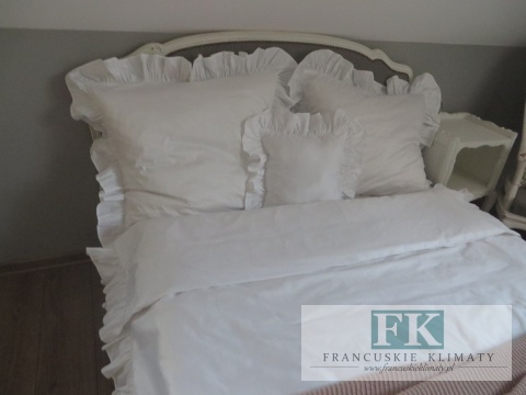 EKSKLUZYWNA POŚCIEL 140x200 FALBANY HANDMADE BAWEŁNA 100% FRANCJA PROWANSJA