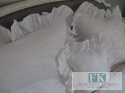 EKSKLUZYWNA POŚCIEL 140x200 FALBANY HANDMADE BAWEŁNA 100% FRANCJA PROWANSJA