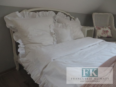 EKSKLUZYWNA POŚCIEL 140x200 FALBANY HANDMADE BAWEŁNA 100% FRANCJA PROWANSJA