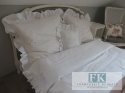 EKSKLUZYWNA POŚCIEL 140x200 FALBANY HANDMADE BAWEŁNA 100% FRANCJA PROWANSJA