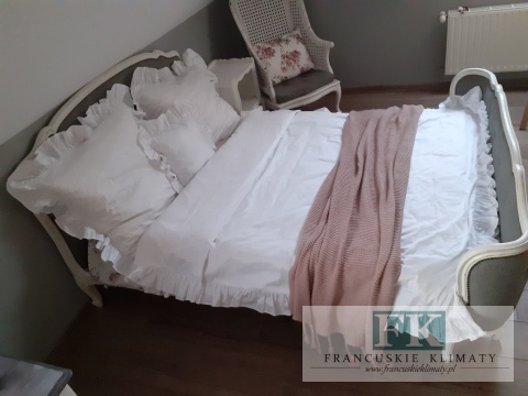 EKSKLUZYWNA POŚCIEL 140x200 FALBANY HANDMADE BAWEŁNA 100% FRANCJA PROWANSJA